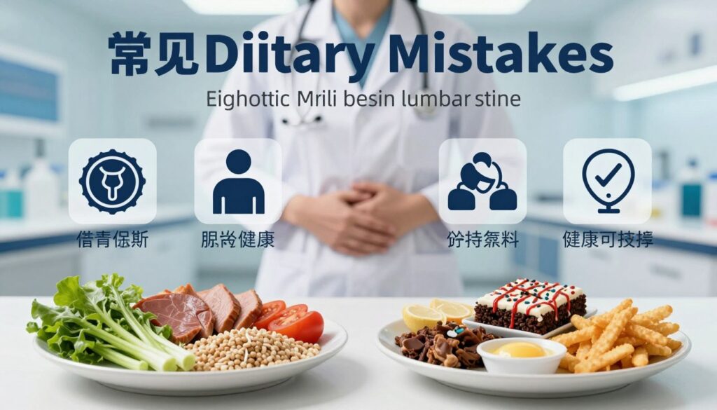 A visually engaging infographic illustrating common dietary mistakes that hinder diagnostic procedures, particularly before an MRI of the lumbar spine. In the foreground, a balanced plate of food is displayed, showcasing healthy options like vegetables, lean proteins, and whole grains on one side, contrasted with unhealthy choices such as sugary snacks, fried foods, and processed items on the other. In the middle ground, various symptoms like bloating or discomfort are subtly represented, using symbolic icons. The background is a calming and professional medical setting, with soft lighting that enhances clarity and focus on the food items. The atmosphere is informative and educational, aimed at raising awareness about the importance of proper nutrition in medical diagnostics. A visually engaging infographic illustrating common dietary mistakes that hinder diagnostic procedures, particularly before an MRI of the lumbar spine. In the foreground, a balanced plate of food is displayed, showcasing healthy options like vegetables, lean proteins, and whole grains on one side, contrasted with unhealthy choices such as sugary snacks, fried foods, and processed items on the other. In the middle ground, various symptoms like bloating or discomfort are subtly represented, using symbolic icons. The background is a calming and professional medical setting, with soft lighting that enhances clarity and focus on the food items. The atmosphere is informative and educational, aimed at raising awareness about the importance of proper nutrition in medical diagnostics.